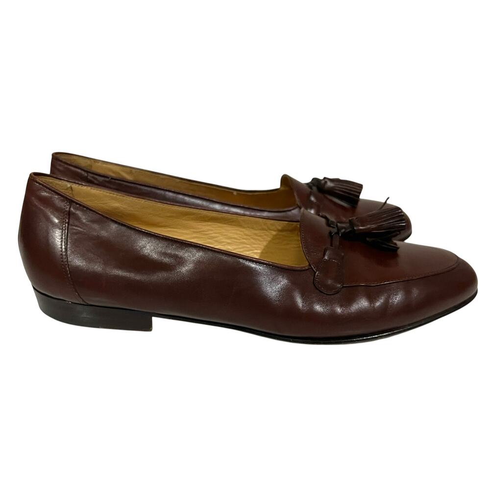 Vintage Cole Haan Womens Leather Loafers Brown Italian w/ Tassels Flats 8/8.5 B